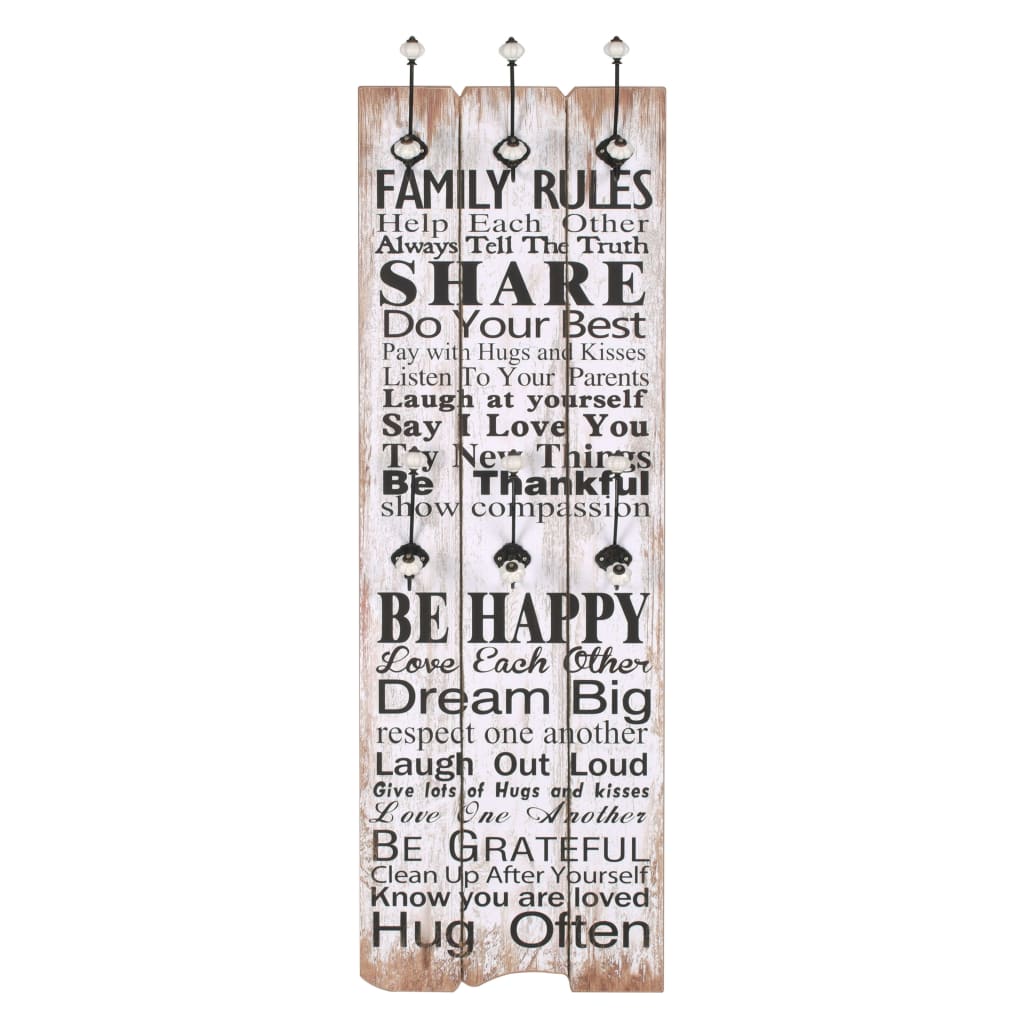 Wall-mounted Coat Rack with 6 Hooks FAMILY RULES