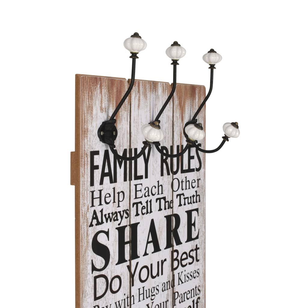 Wall-mounted Coat Rack with 6 Hooks FAMILY RULES