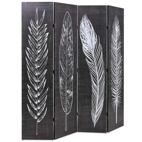 Folding Room Divider Feathers Black, White