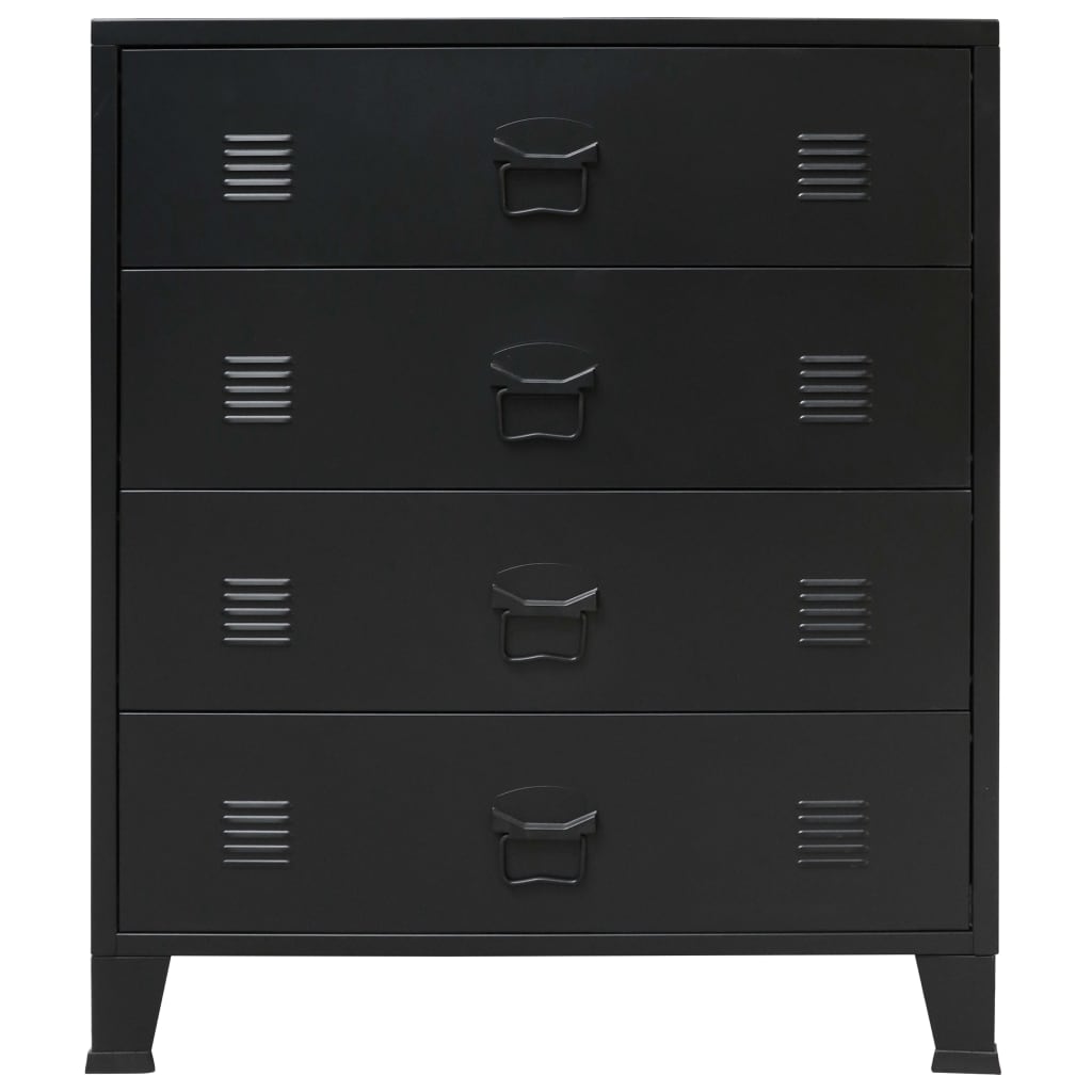 Chest of Drawers Metal Industrial Style Black