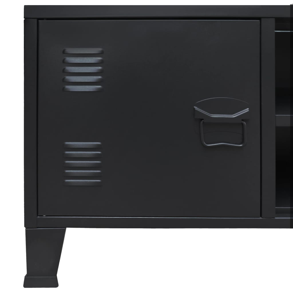 TV Cabinet Metal Industrial Style Black