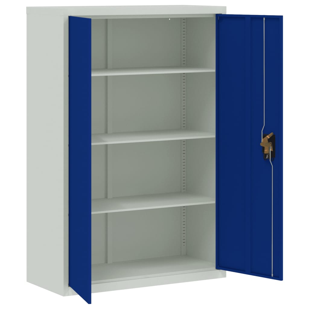 Office Cabinet Metal Grey & Blue