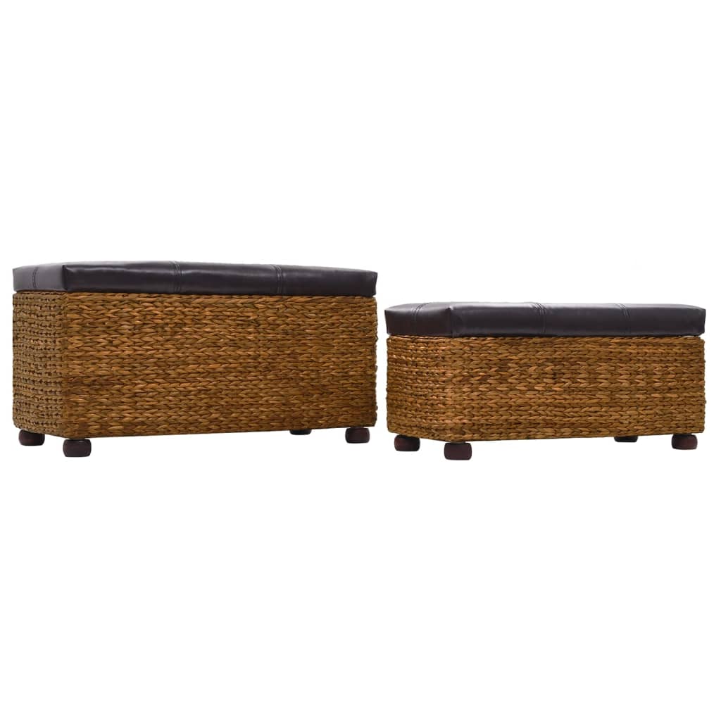 Bench Set 2 Pieces Seagrass Brown