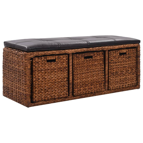 Bench with 3 Baskets Seagrass Brown