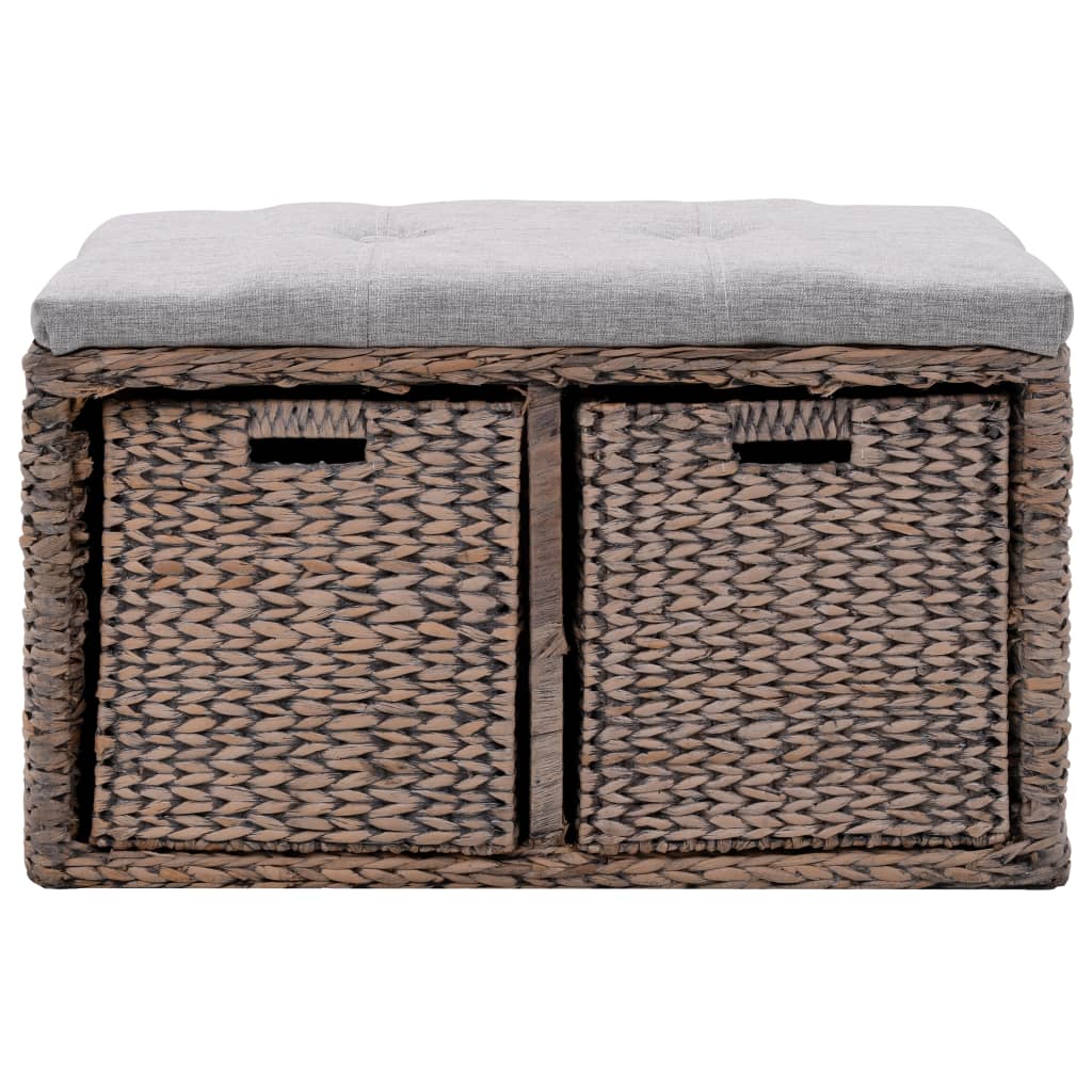 Bench with 2 Baskets Seagrass Grey