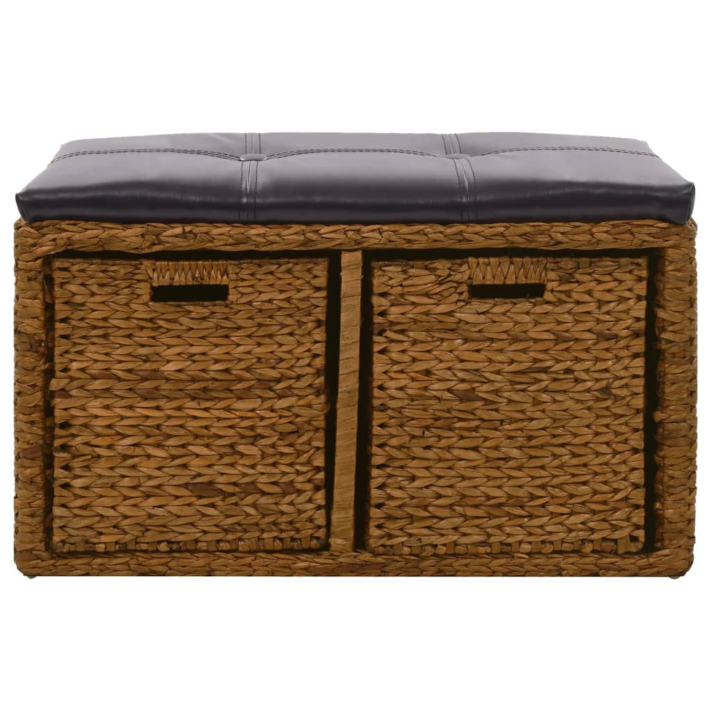 Bench with 2 Baskets Seagrass Brown
