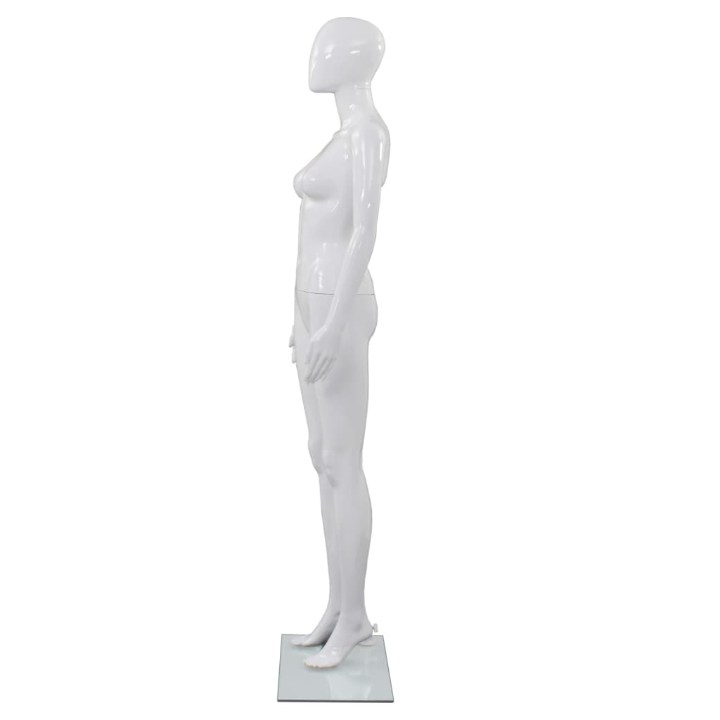 Full Body Female Mannequin with Glass Base Glossy White 175 cm