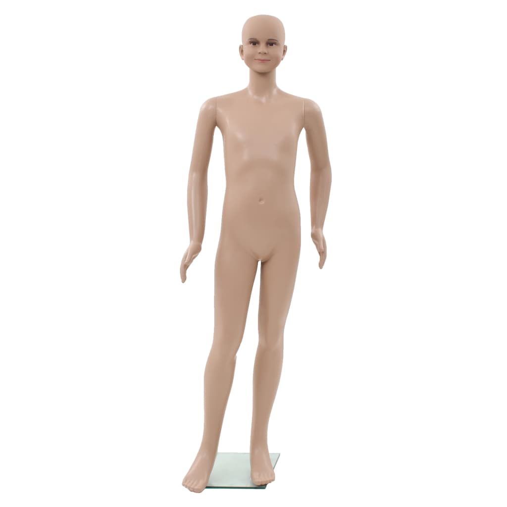 Full Body Child Mannequin with Glass Base Beige 140 cm