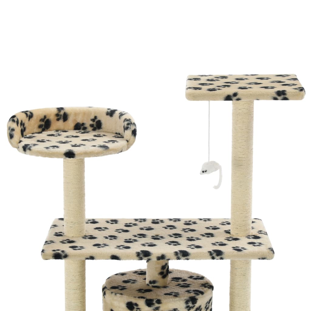 Cat Tree with Sisal Scratching Posts 95 cm Beige Paw Prints