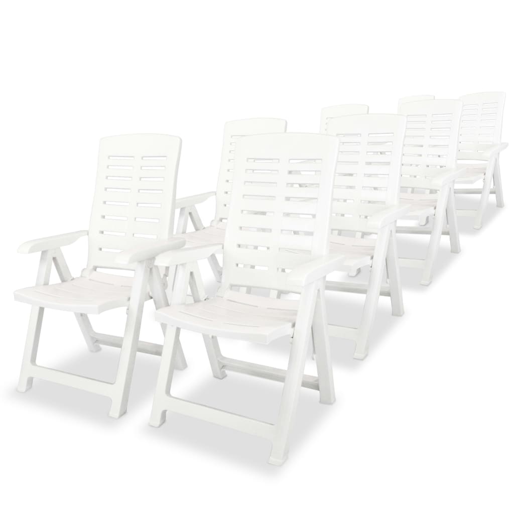 9 Piece Outdoor Dining Set Plastic White