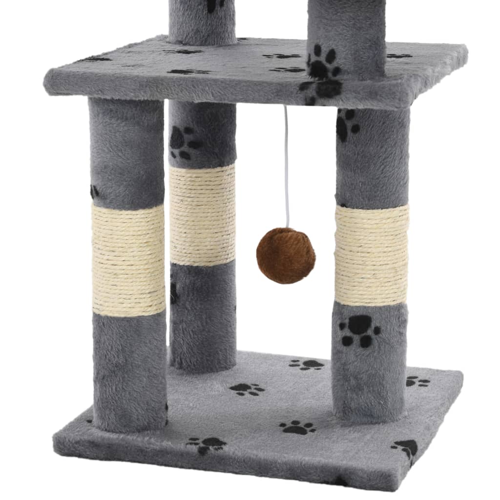Cat Tree with Sisal Scratching Posts 65 cm Paw Prints Grey