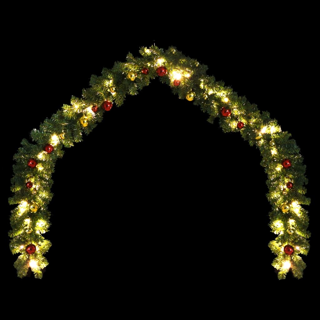 Christmas Garland Decorated with Baubles and LED Lights 5 m