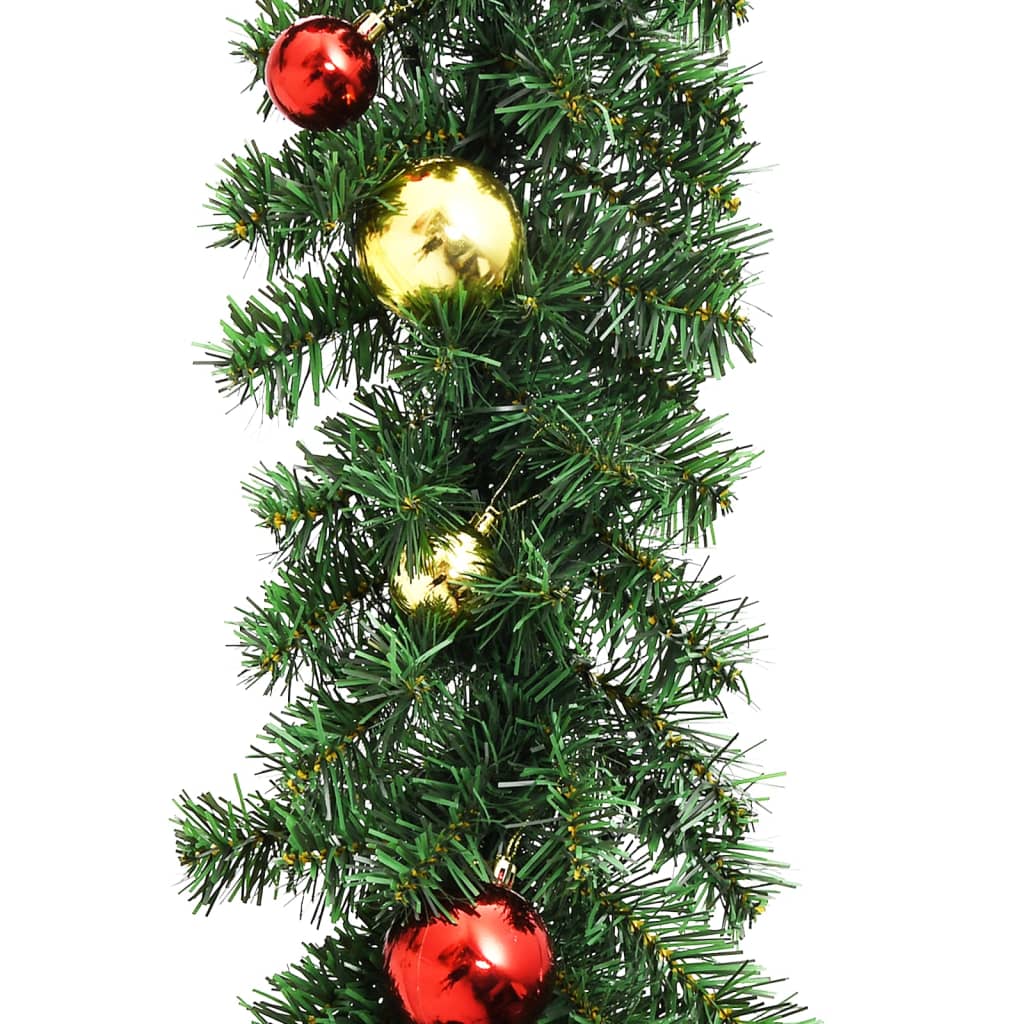 Christmas Garland Decorated with Baubles and LED Lights 5 m