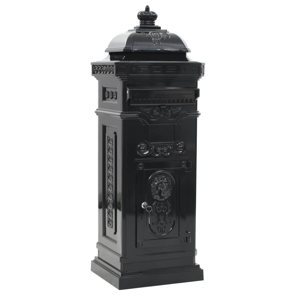Vintage Aluminium Pillar Letterbox Rustproof Black | Simpledeals