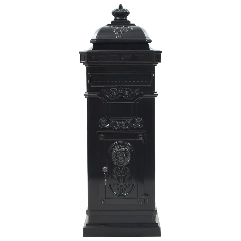Vintage Aluminium Pillar Letterbox Rustproof Black | Simpledeals