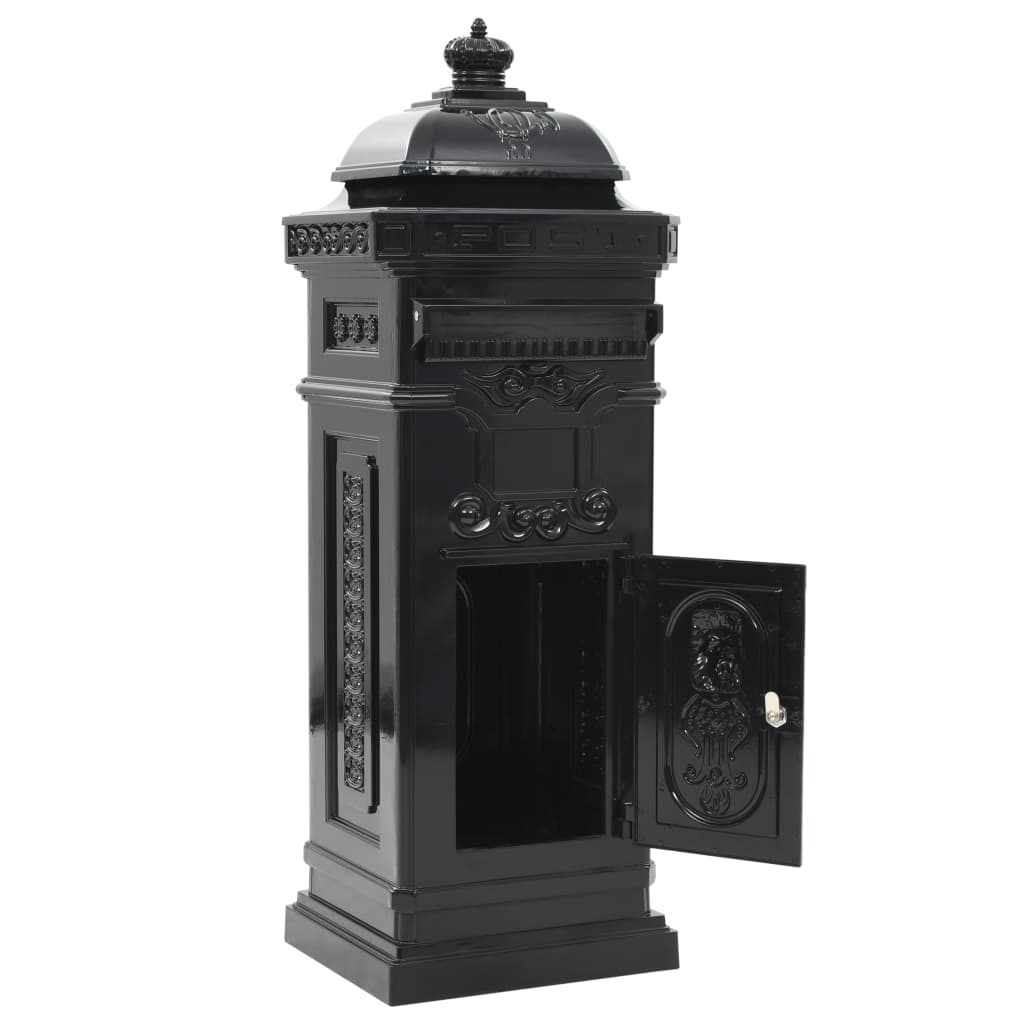 Vintage Aluminium Pillar Letterbox Rustproof Black | Simpledeals