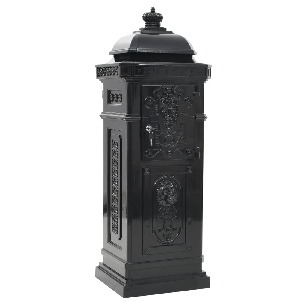 Vintage Aluminium Pillar Letterbox Rustproof Black | Simpledeals