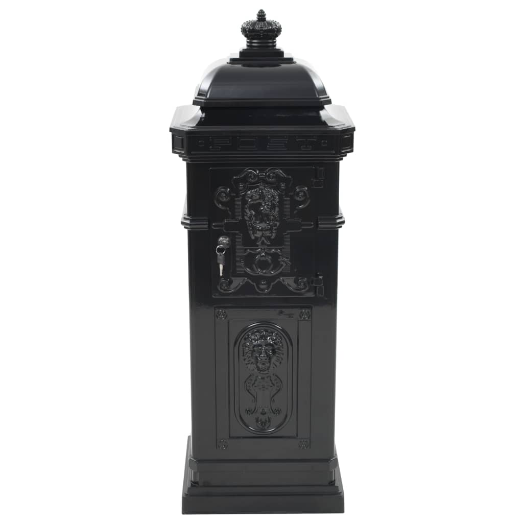 Vintage Aluminium Pillar Letterbox Rustproof Black | Simpledeals
