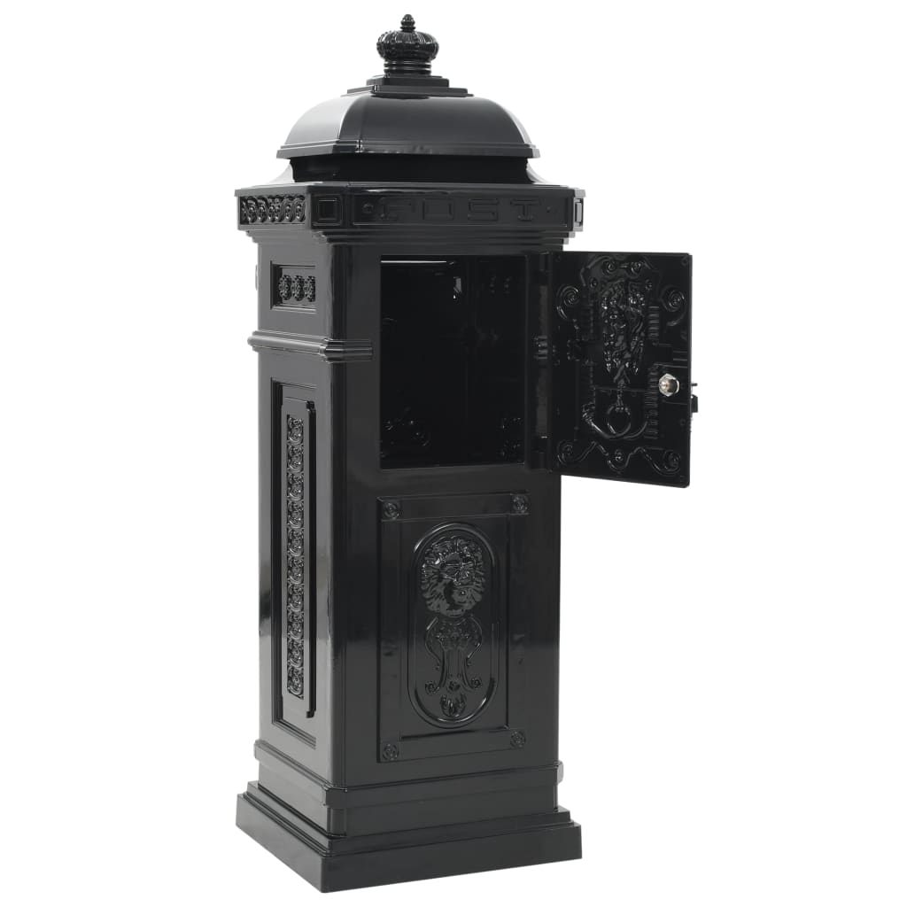 Vintage Aluminium Pillar Letterbox Rustproof Black | Simpledeals