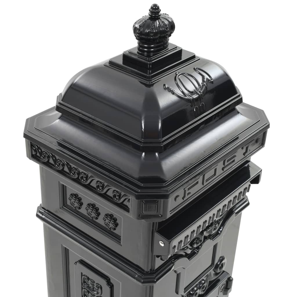 Vintage Aluminium Pillar Letterbox Rustproof Black | Simpledeals