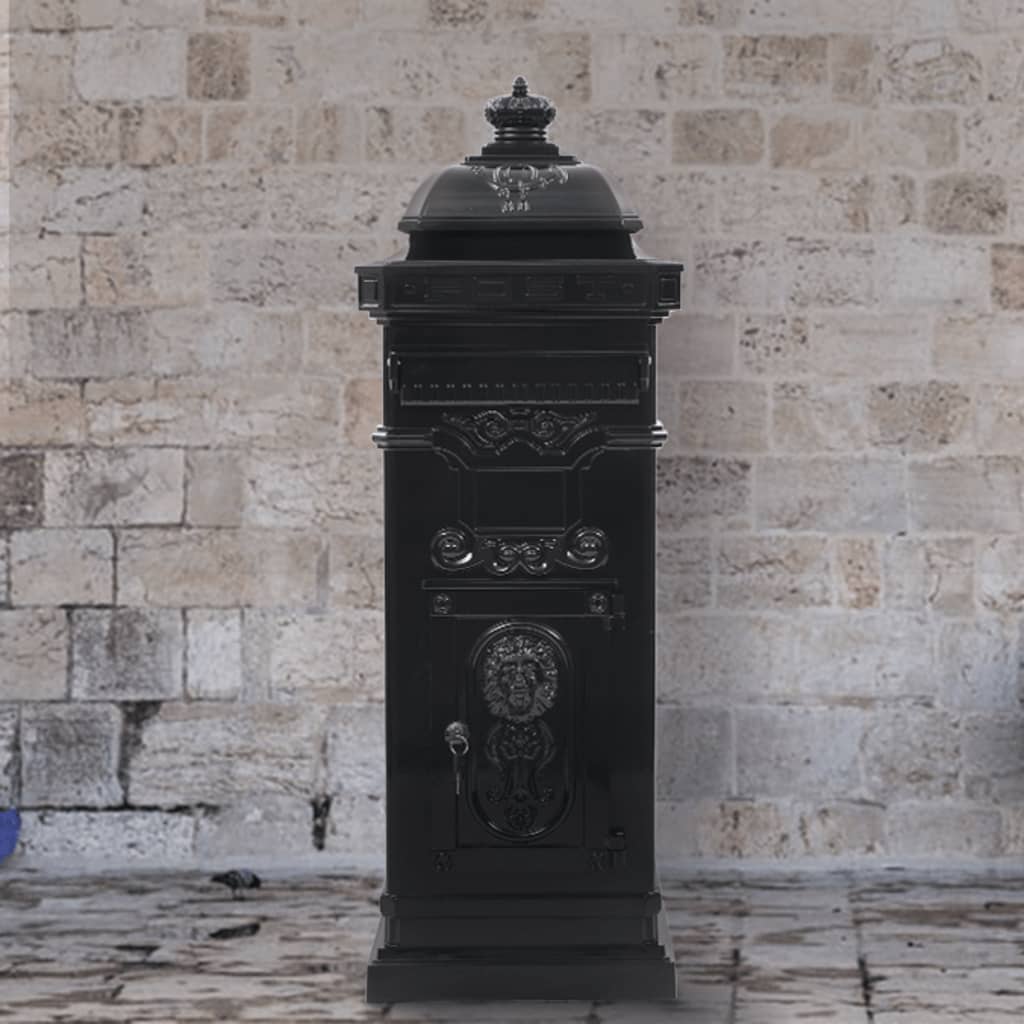 Vintage Aluminium Pillar Letterbox Rustproof Black | Simpledeals