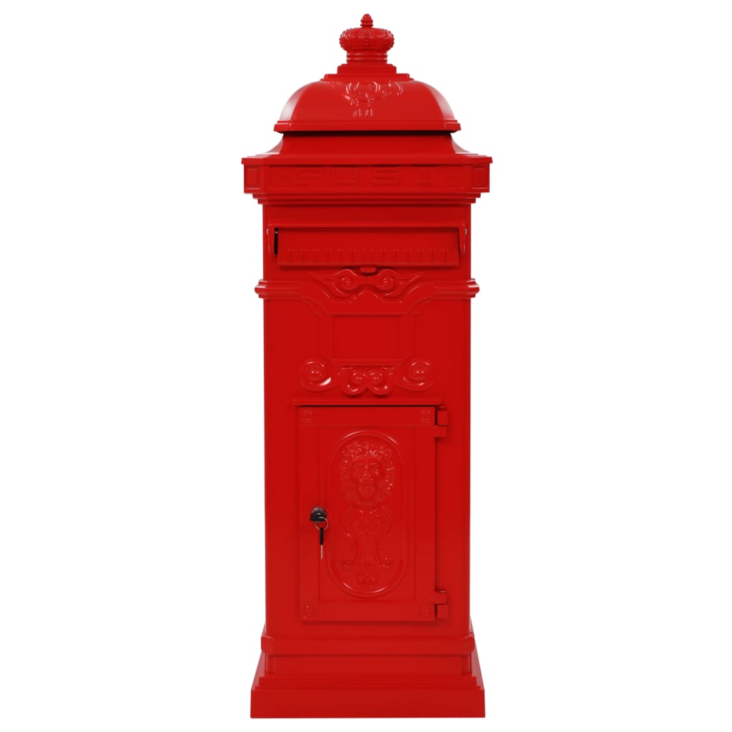 Vintage Red Pillar Letterbox Lockable Aluminium | Simpledeals