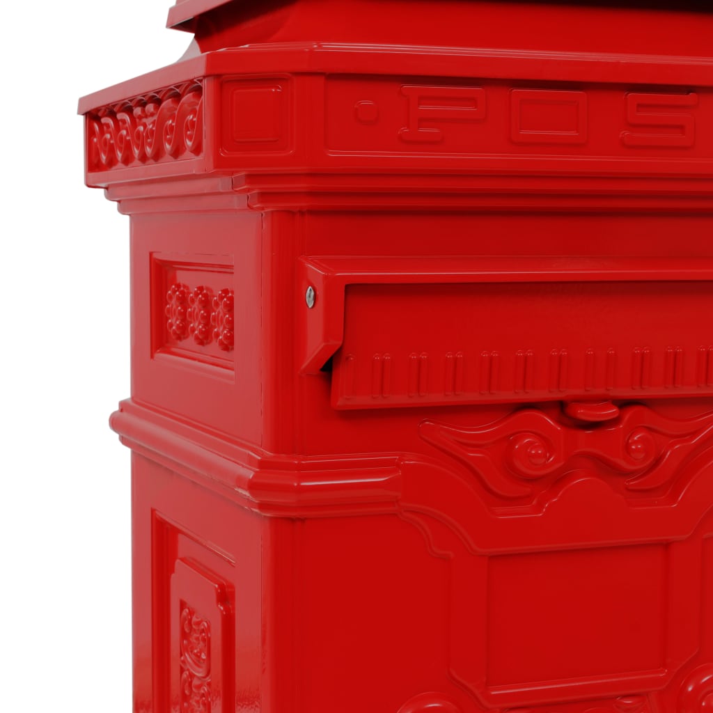 Vintage Red Pillar Letterbox Lockable Aluminium | Simpledeals