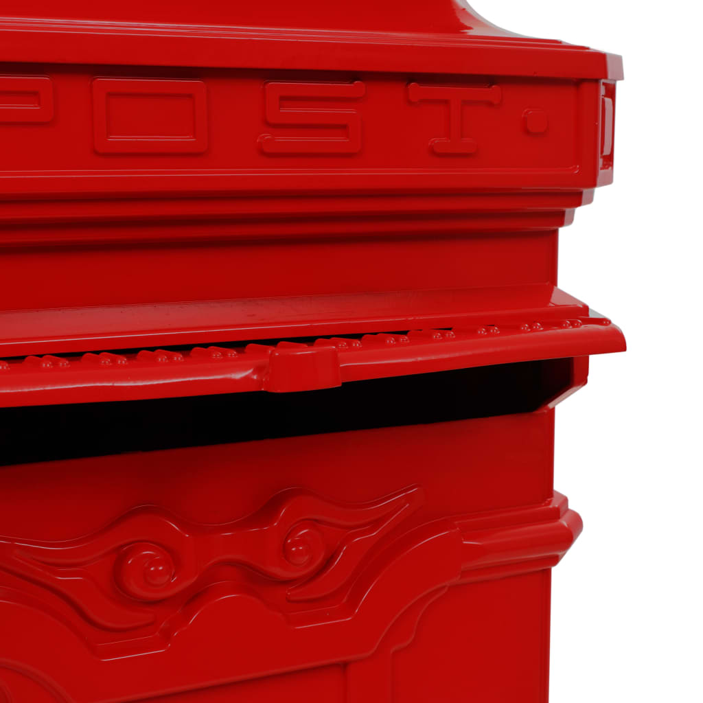 Vintage Red Pillar Letterbox Lockable Aluminium | Simpledeals
