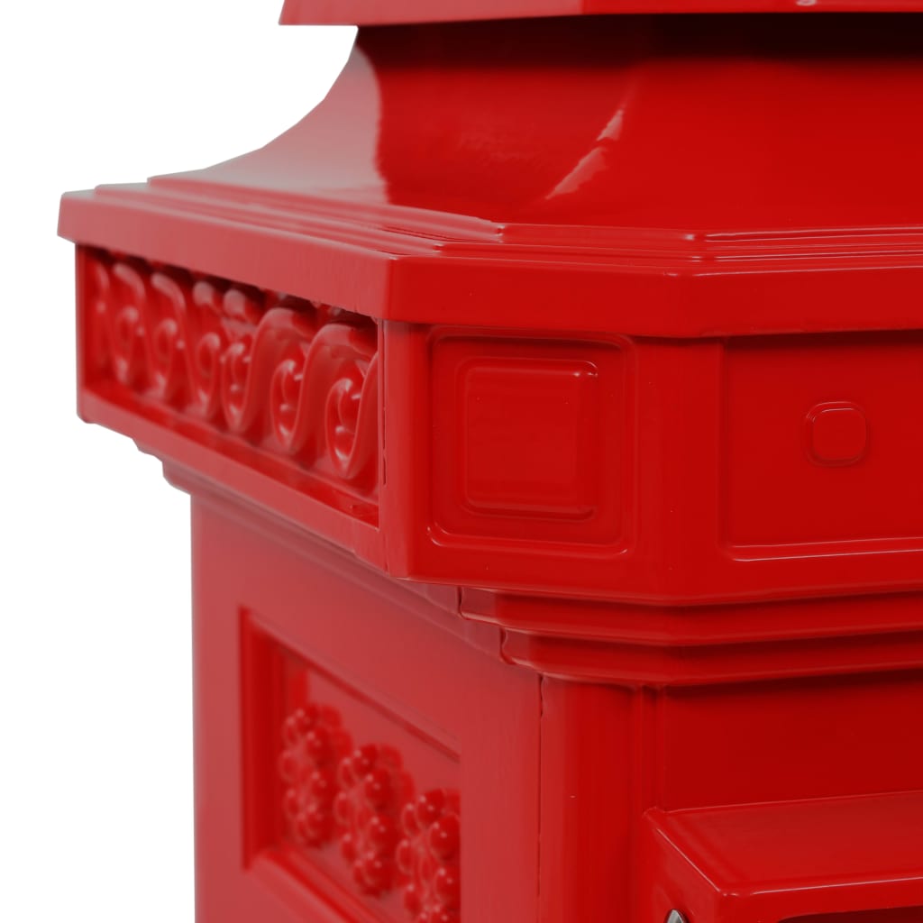 Vintage Red Pillar Letterbox Lockable Aluminium | Simpledeals