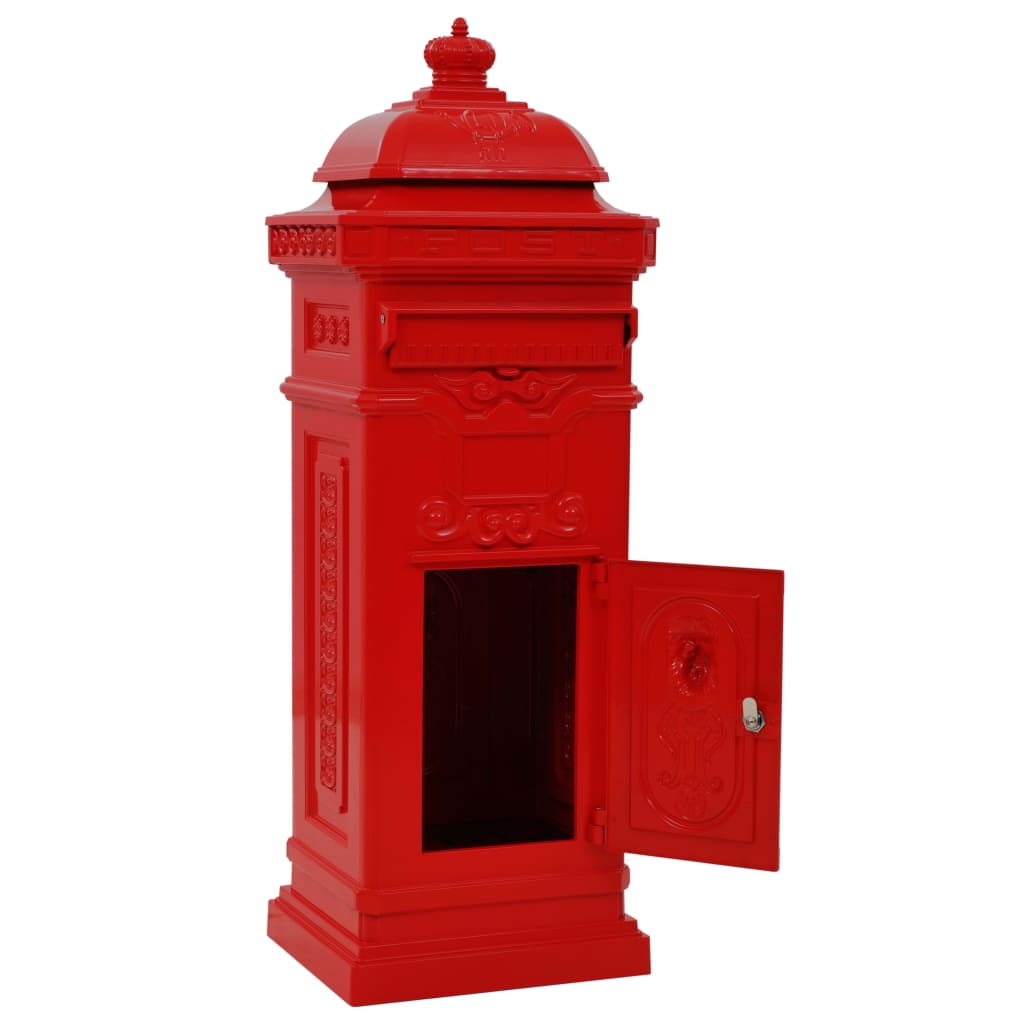 Vintage Red Pillar Letterbox Lockable Aluminium | Simpledeals
