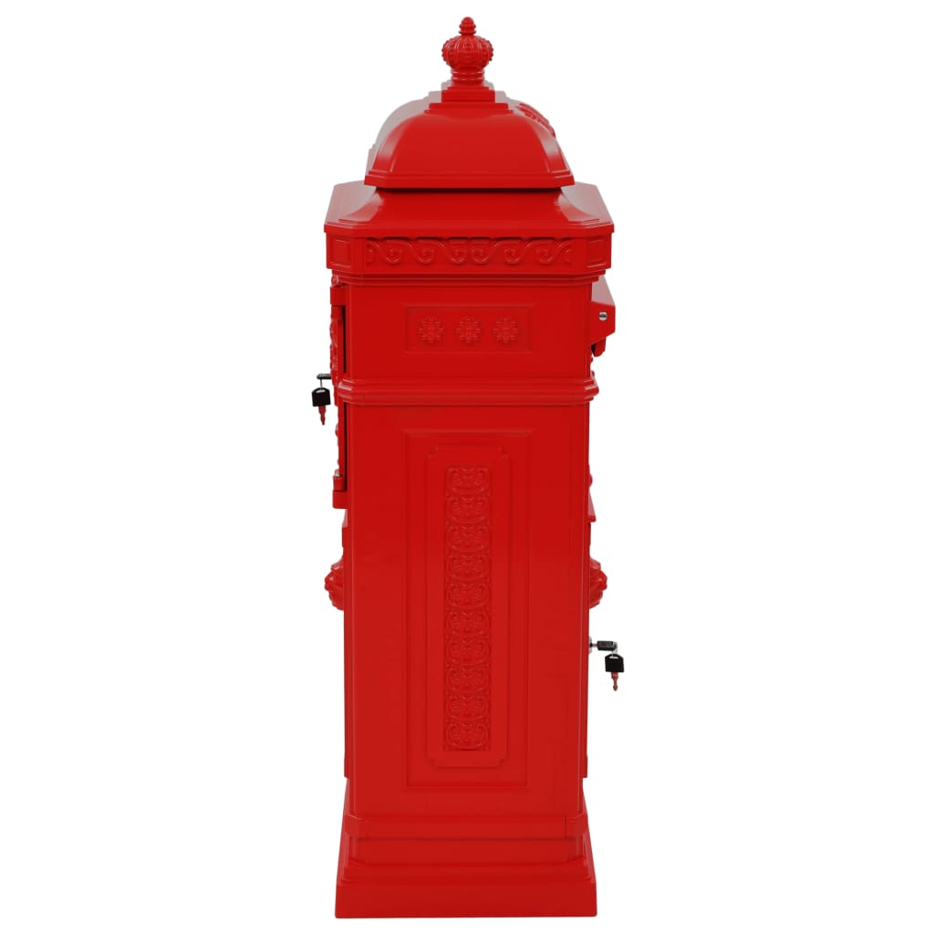 Vintage Red Pillar Letterbox Lockable Aluminium | Simpledeals