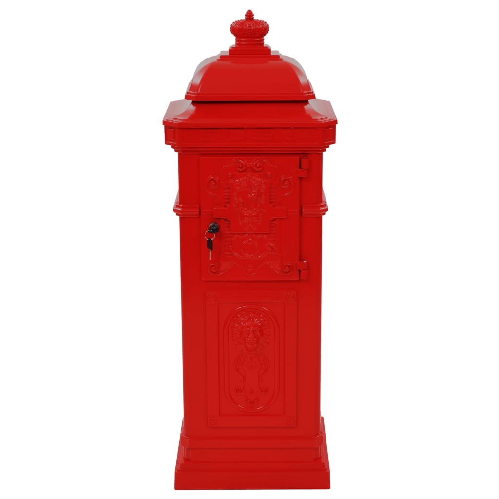Vintage Red Pillar Letterbox Lockable Aluminium | Simpledeals
