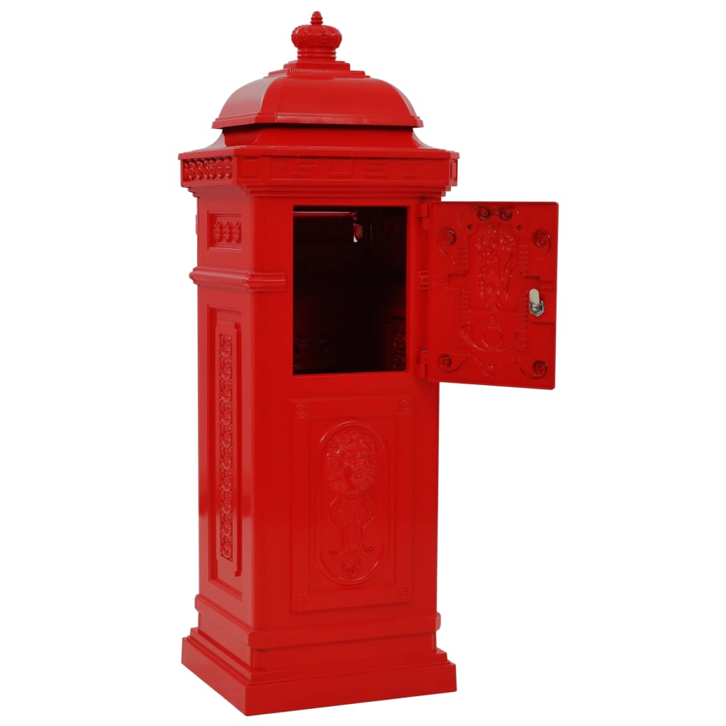 Vintage Red Pillar Letterbox Lockable Aluminium | Simpledeals