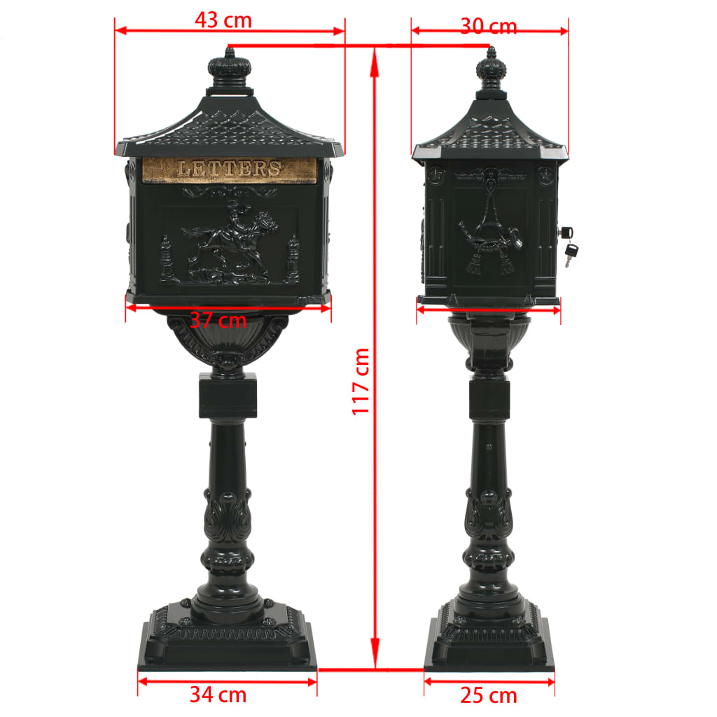 Vintage Pedestal Letterbox Cast Aluminium Green | Simpledeals