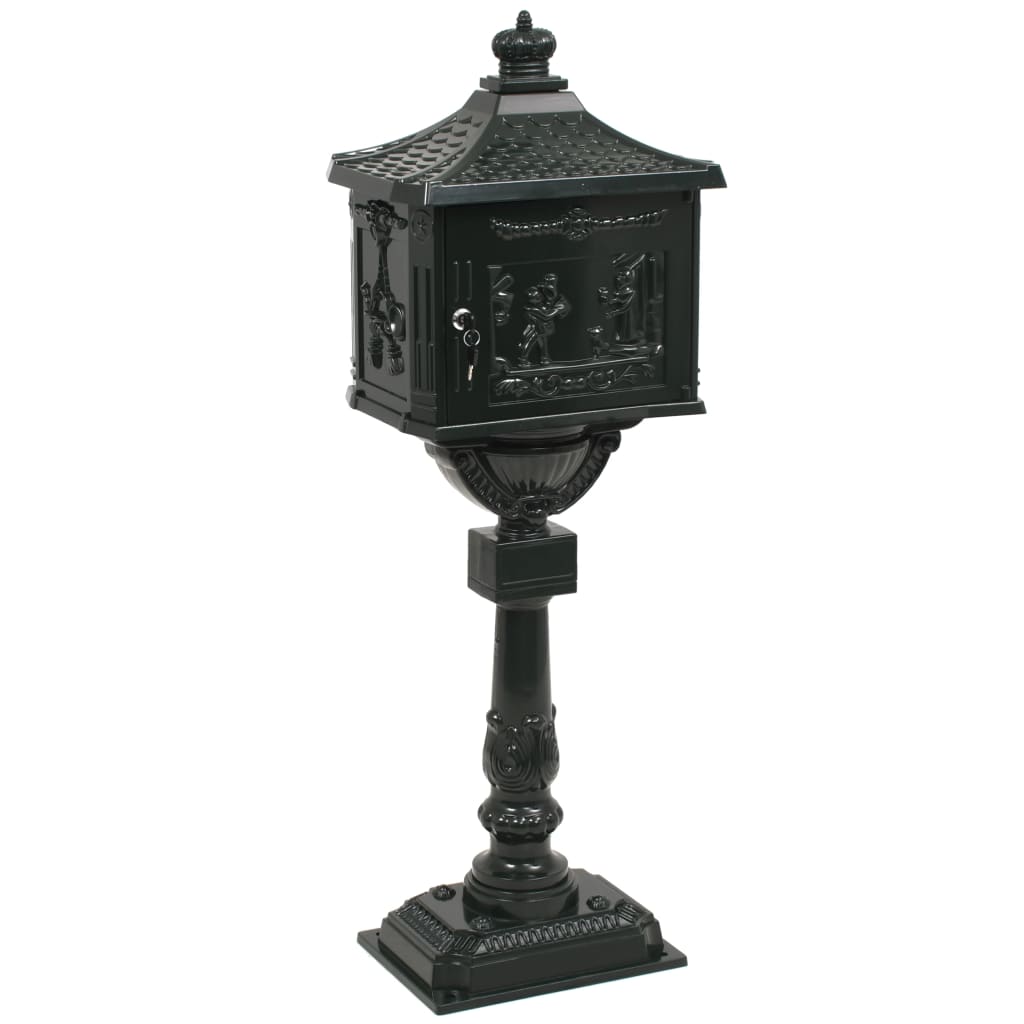 Vintage Pedestal Letterbox Cast Aluminium Green | Simpledeals