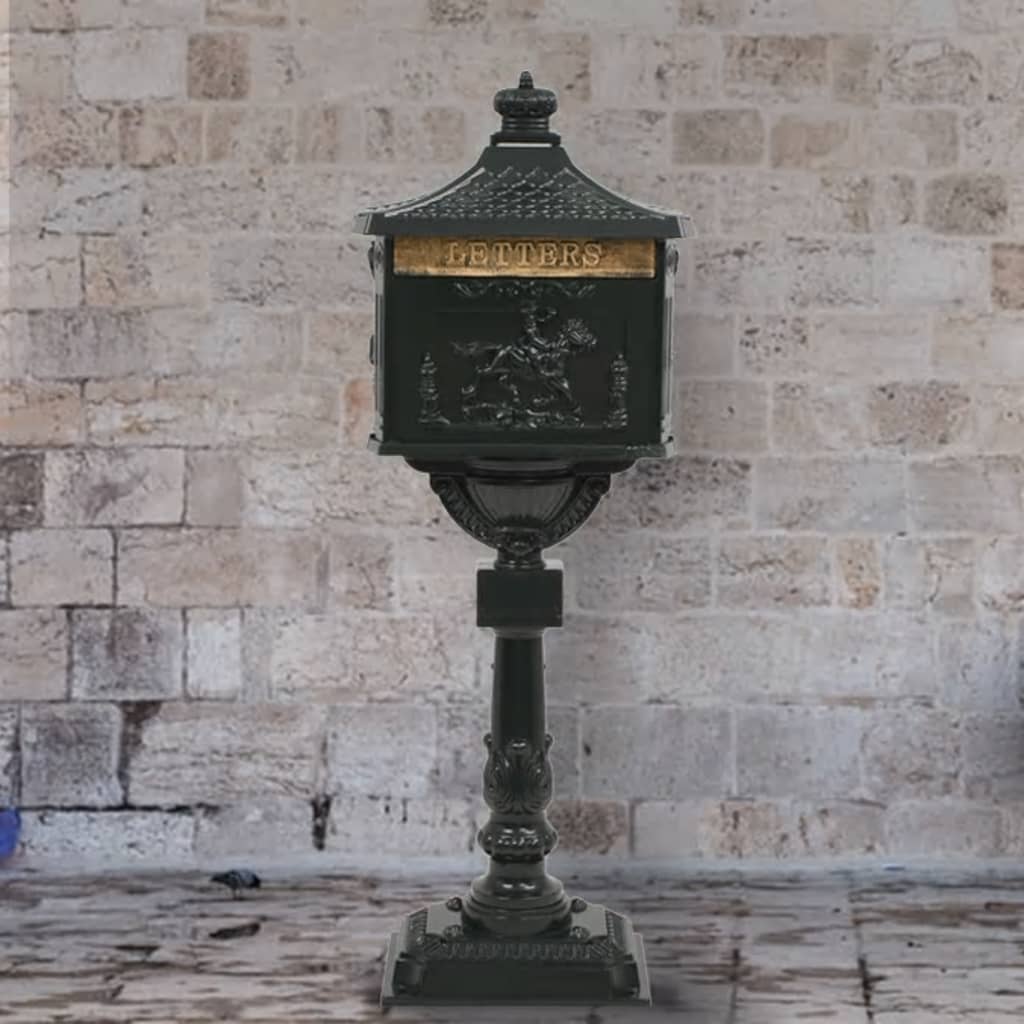 Vintage Pedestal Letterbox Cast Aluminium Green | Simpledeals