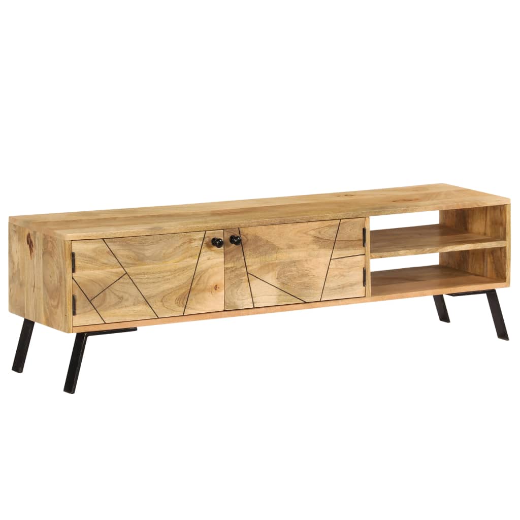 TV Cabinet Solid Mango Wood, Steel