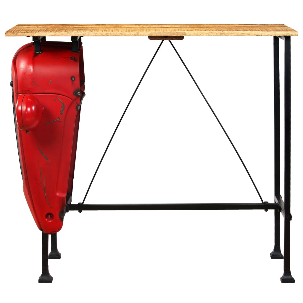 Tractor Bar Table Solid Mango Wood Red