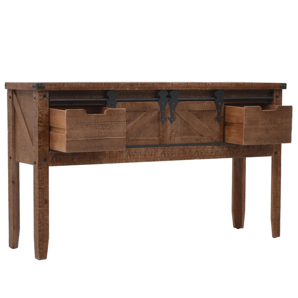 Console Table Solid Fir Wood Brown