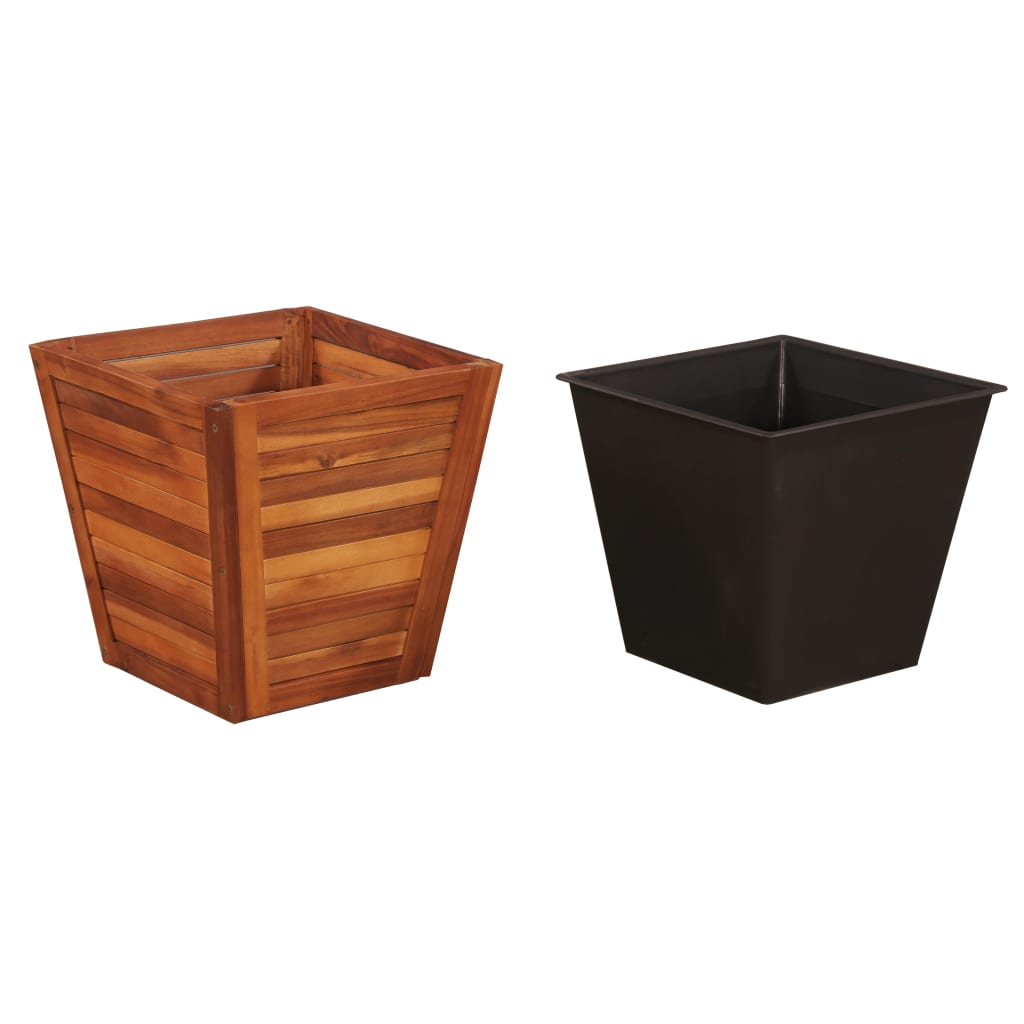 Garden Planter Set 3 Pieces Square Solid Acacia Wood