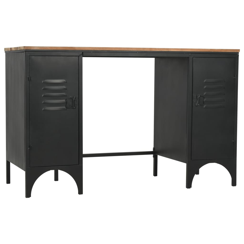 Double Pedestal Desk Solid Firwood and Steel