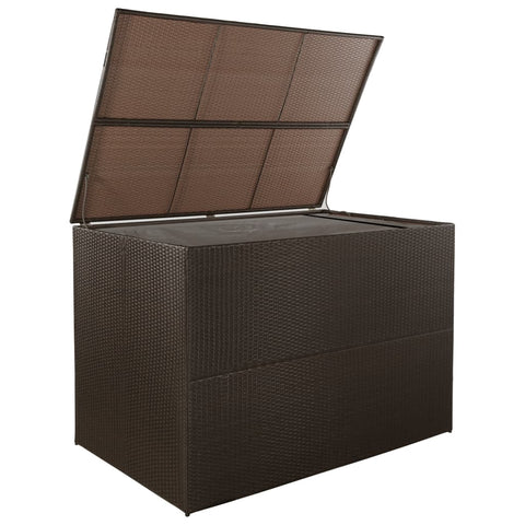 Garden Storage Box Brown  Poly Rattan