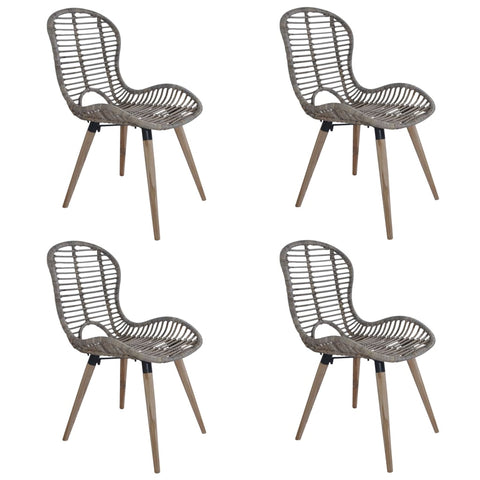 Dining Chairs 4 pcs Brown Natural Rattan