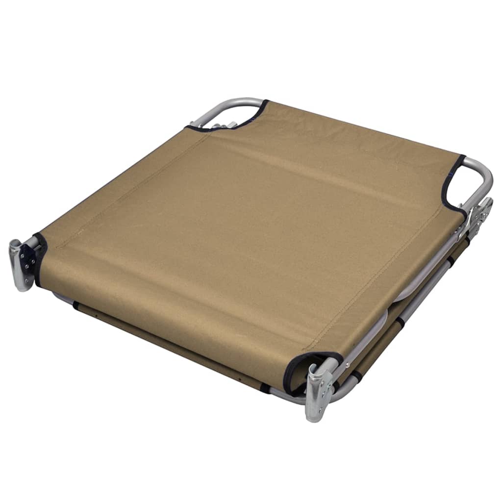 Foldable Sunlounger with Head Cushion Adjustable Backrest Taupe