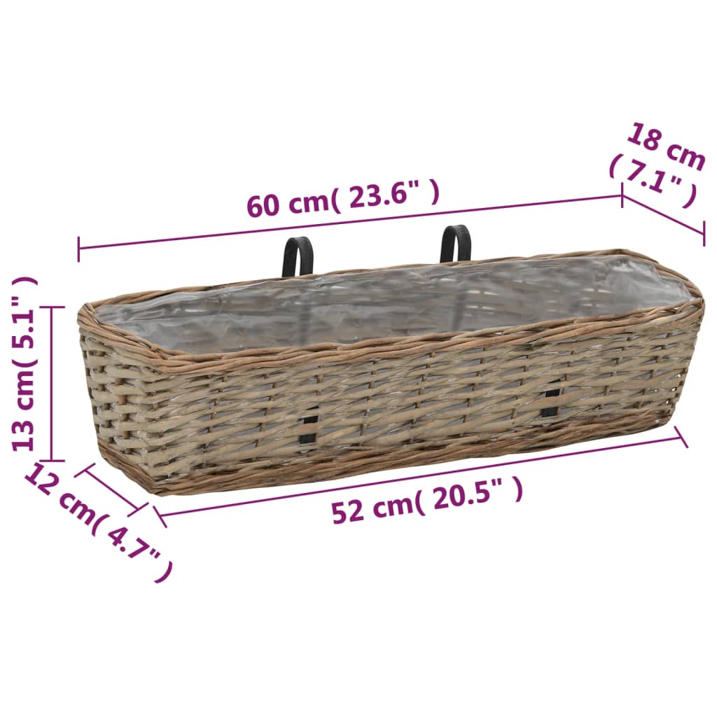 2 pcs Wicker Balcony Planter 60 cm