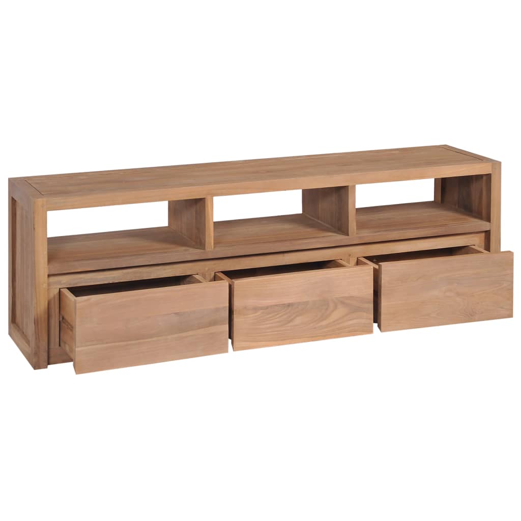 TV Cabinet Solid Teak Wood with Natural Finish
