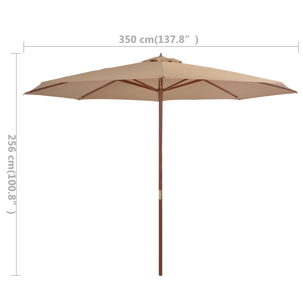 Outdoor Parasol with Wooden Pole 350 cm Taupe