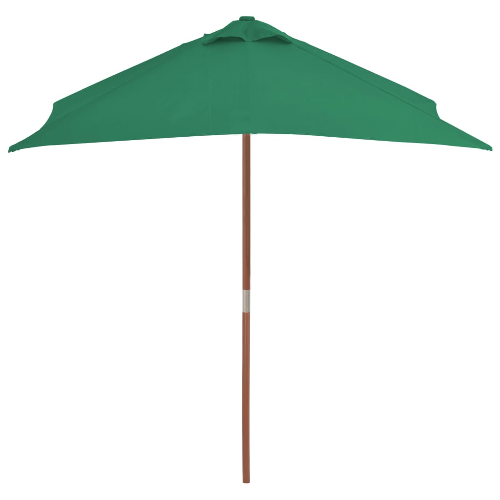 Outdoor Parasol with Wooden Pole  Green