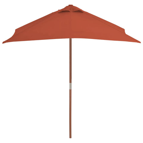 Outdoor Parasol with Wooden Pole Terracotta