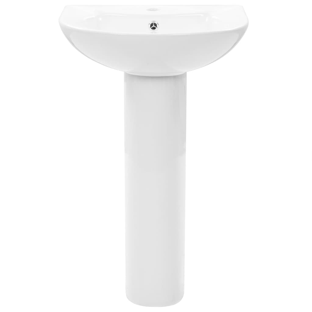 Freestanding Basin with Pedestal Ceramic White  S